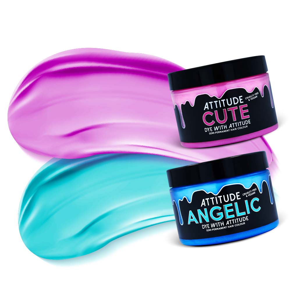 Attitude Hair Dye - Candy Addict pastel duo Semipermanente Haarfärbekombination - Rosa/Blau